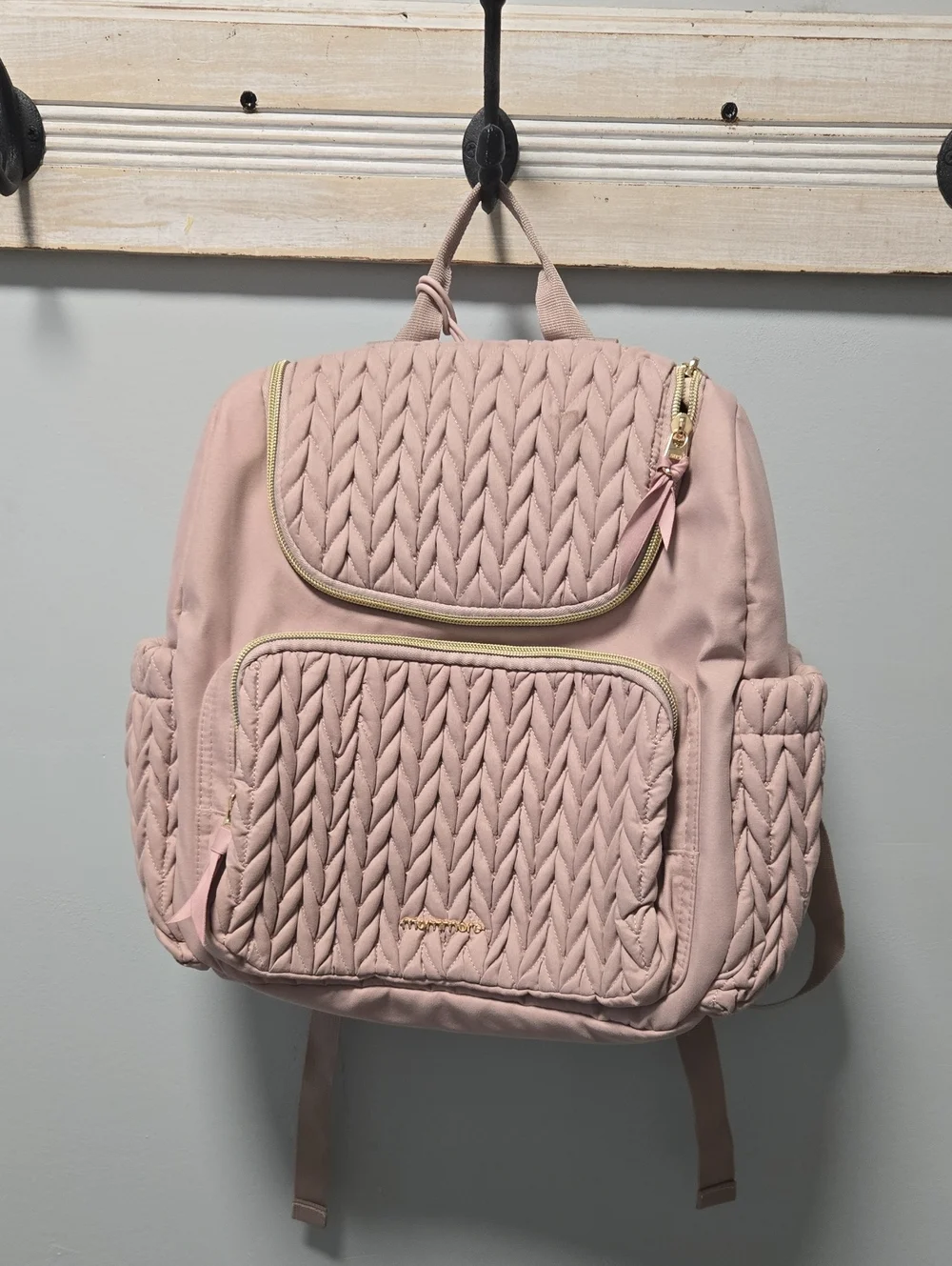 Quilted Pink Diaper Bag Backpack